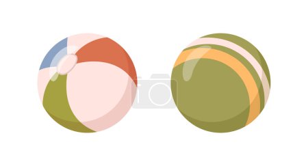 Téléchargez les illustrations : Volleyball inflatable balls for playing games for fun or sports. Isolated equipment for beach activities and sportive exercises. Vector in flat styles - en licence libre de droit
