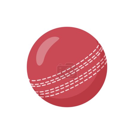 Illustration for Cricket ball and equipment for sports game. Isolated kit for playing on open field. Hobby and professional training and exercising. Vector in flat style - Royalty Free Image