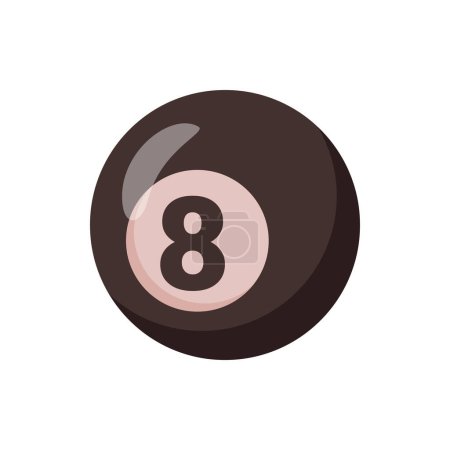 Illustration for Billiards ball with number, isolated icon of equipment for playing game. Entertainment and fun, hobby and sportive activities leisure. Vector in flat style - Royalty Free Image