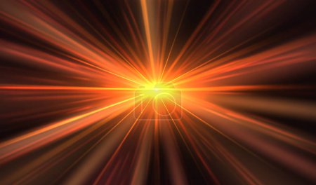 Illustration for Sunshine and light speed effect. Background with sun glare or burst of light with rays. Daylight and shining luminescence explosion. Vector illustration - Royalty Free Image