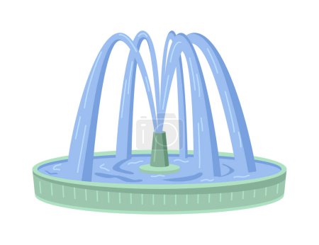Illustration for Round fountain with reservoir for water and streams. Isolated city waterfall architecture, decorative structure for town park or landscape. Vector in flat cartoon illustration - Royalty Free Image