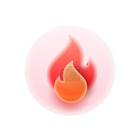 Ilustración de Fuego ardiente o llamas, icono de vidrio aislado morfismo. Deportes quemando calorías y adelgazando rastreador. Actividades físicas y ejercicios. Ilustración vectorial - Imagen libre de derechos
