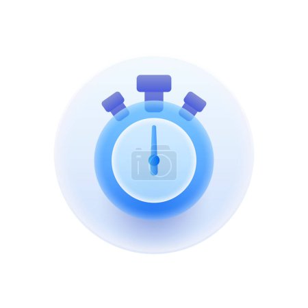 Illustration for Stopwatch timer for sports activities or competition on time. Isolated glassmorphism icon of pocket watch with buttons, athletics exercise. Vector illustration - Royalty Free Image