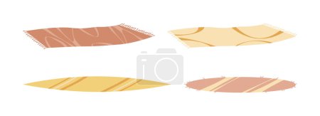 Illustration for Set of carpets or rugs of different shapes, mats for stretching. Floor covering, interior decor, mats with fringed edges, cozy home decoration, flat cartoon vector illustration - Royalty Free Image