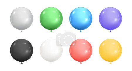 Téléchargez les illustrations : Ensemble de ballon isolé sur fond transparent. Modèle réaliste vectoriel de ballons d'hélium 3D pour anniversaire, fête d'anniversaire, conception de vacances. Décorations festives d'Halloween - en licence libre de droit