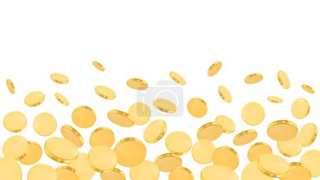 Illustration for Realistic empty coins falling down money, symbol of savings and benefit, profit background. Vector investment or growth of salary, financial assets deposit and interests. Prosperity and wealth - Royalty Free Image