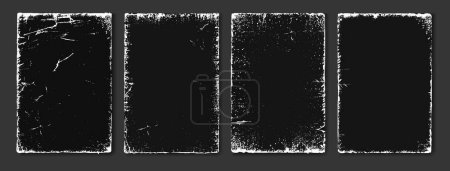 Illustration for Aged and faded old frames with scratched corners and worn sides. Vector vinyl album cover, poster or banner empty copy space. Sticker with grainy texture, crumpled and distressed design - Royalty Free Image