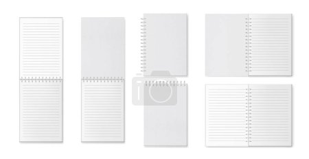 Illustration for Diary or notebook with spiral binder, realistic organizer or sketchbook. Vector isolated open sheet with copy space, clear worksheet or pocketbook with rings. Board or notepad for writing - Royalty Free Image
