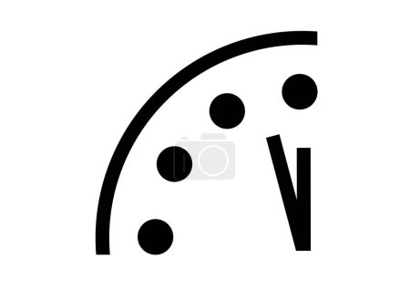 Téléchargez les photos : Illustration de l'horloge du jour du jugement dernier en noir et blanc - en image libre de droit