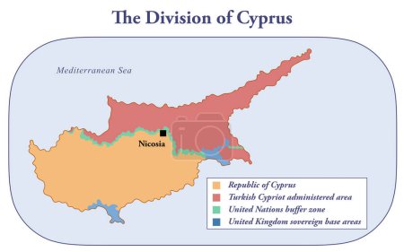Téléchargez les photos : Carte montrant la division de l'île de Chypre - en image libre de droit