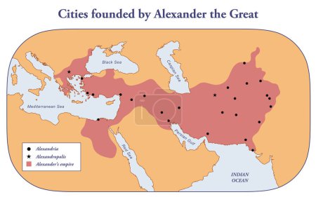 Téléchargez les photos : Carte des villes fondées par Alexandre le Grand - en image libre de droit