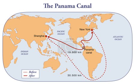 Foto de El Canal de Panamá y la distancia beneficia a las rutas marítimas - Imagen libre de derechos