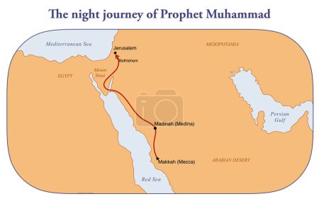 Téléchargez les photos : Al-Isra, le voyage nocturne du prophète Muhammad de La Mecque à Jérusalem - en image libre de droit