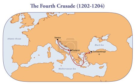 Foto de Mapa de la cuarta ruta de la cruzada - Imagen libre de derechos