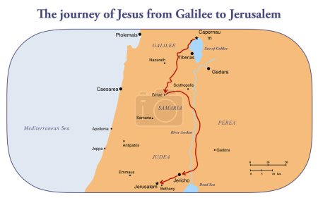 The journey of Jesus Christ from Galilee to Jerusalem