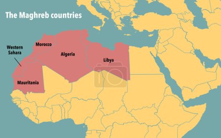 Países de la región del Magreb en África