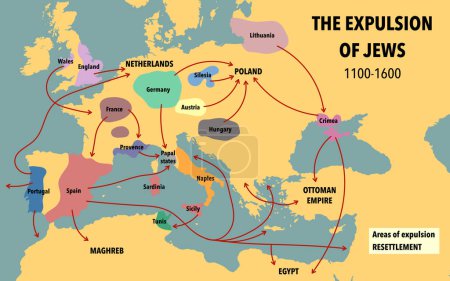 Photo for Map showing the expulsion of Jews and their resettlement between 1100 and 1600 - Royalty Free Image