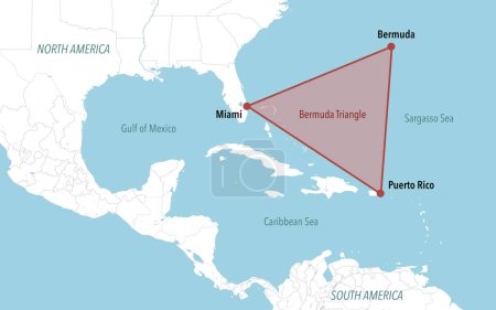 Téléchargez les photos : Carte du triangle des Bermudes dans la mer des Caraïbes - en image libre de droit