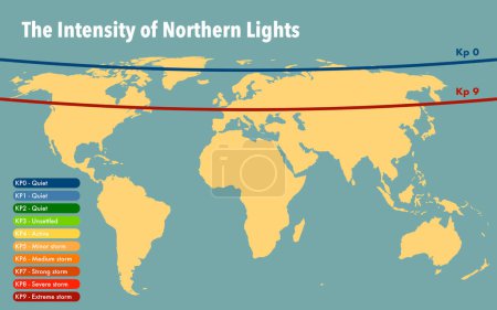 Foto de Mapa mundial de intensidad y visibilidad de Northern Lights - Imagen libre de derechos
