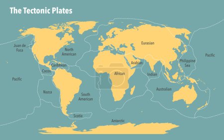 Foto de Mapa moderno de las placas tectónicas de la tierra - Imagen libre de derechos