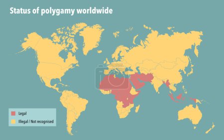 Photo for World map of polygamy worldwide - Royalty Free Image