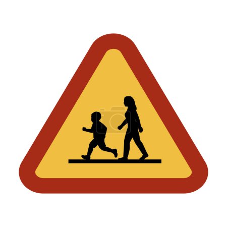 Foto de Señal de tráfico para precaución los niños cruzan la calle - Imagen libre de derechos