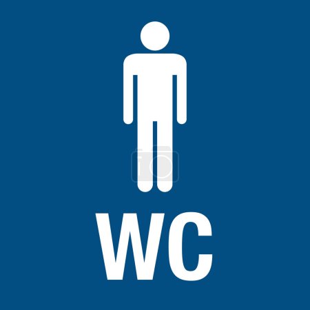 Photo for Male bathroom sign isolated in blue - Royalty Free Image