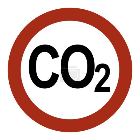 Téléchargez les photos : Panneau rouge et blanc interdisant la circulation avec du CO2 écrit dessus - en image libre de droit