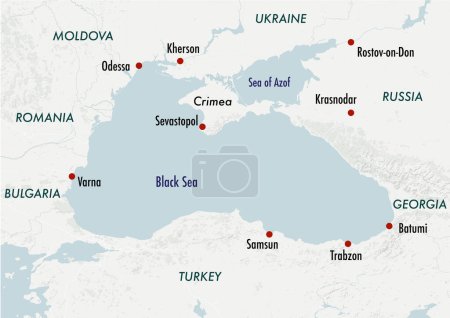 Photo for The Crimea region in Ukraine with the main cities and surrounding countries - Royalty Free Image