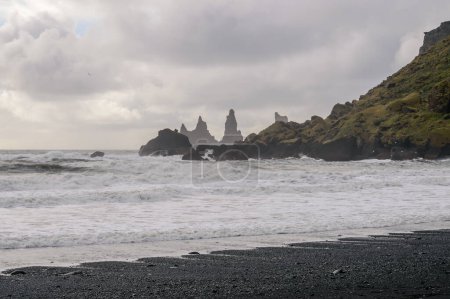The basalt stacks in Reynisfjara beach, Iceland