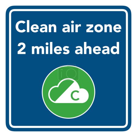 Traffic sign illustration informing for clean air zone ahead