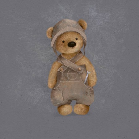   Teddy bear, cute animal for children's room decoration, greeting card, woodland illustration