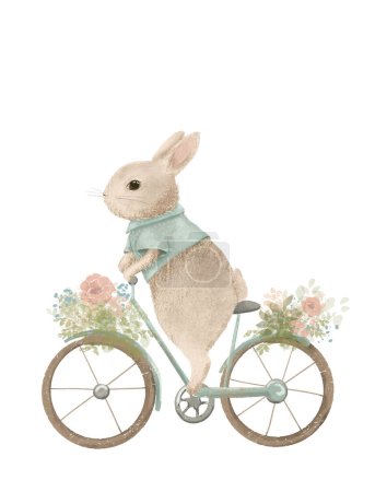 Photo for Pastel vintage bunny drawing, easter bunny, shabby chic drawing - Royalty Free Image