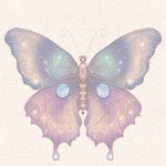 Butterfly pastel vintage drawing, butterfly wings