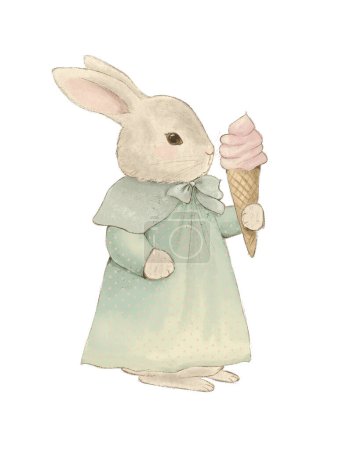 Foto de Dibujo de conejo vintage de pastel, conejo de Pascua, dibujo chic de mala calidad, ilustración para libros infantiles - Imagen libre de derechos