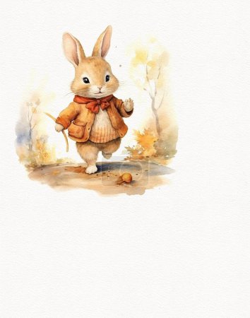 Foto de Dibujo de acuarela de un conejo en otoño, tarjeta de día de acción de gracias, vacaciones de otoño, otoño - Imagen libre de derechos