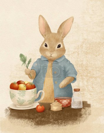 Photo for Cute bunny drawing, bunny card, cartoon bunny - Royalty Free Image