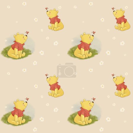   Winnie the Pooh baby bear illustration for children's party pattern