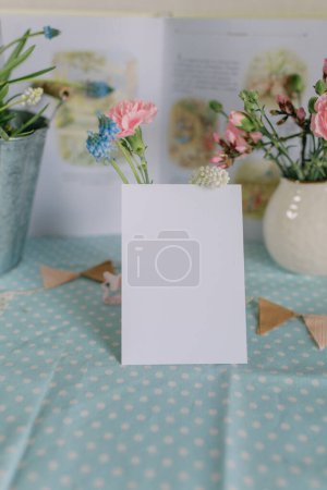 White card on light colors backgraund, Card mockup, invitation mockup, postcard mockup