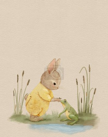 Woodland watercolor Animal for Baby Clothes Fabric and Scrapbook, baby shower invitation, greeting card, wall art, postcard