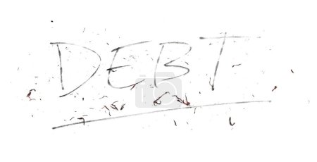 Photo for Erasing debt away concept on white. - Royalty Free Image