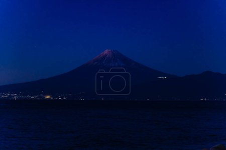 Photo for A sunset Mt.Fuji near Suruga coast in Shizuoka wide shot. High quality photo. Numazu district Heda Shizuoka Japan 01.25.2023 - Royalty Free Image