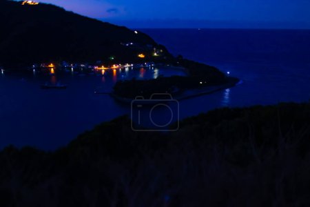 Photo for A dawn miniature port at the country side in Shizuoka. High quality photo. Numazu district Heda Shizuoka Japan 01.26.2023 It is called Heda port. - Royalty Free Image