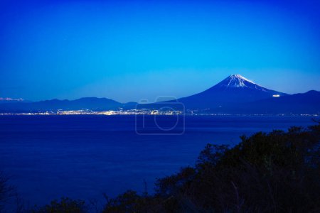 Photo for A dawn landscape of Mt Fuji near Suruga coast in Shizuoka. High quality photo. Numazu district Heda Shizuoka Japan 01.26.2023 - Royalty Free Image