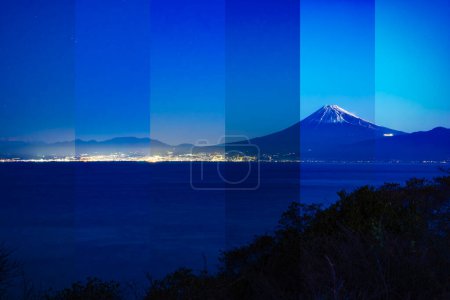 Photo for A sliced photograph of Mt Fuji near Suruga coast in Shizuoka. High quality photo. Numazu district Heda Shizuoka Japan 01.26.2023 - Royalty Free Image