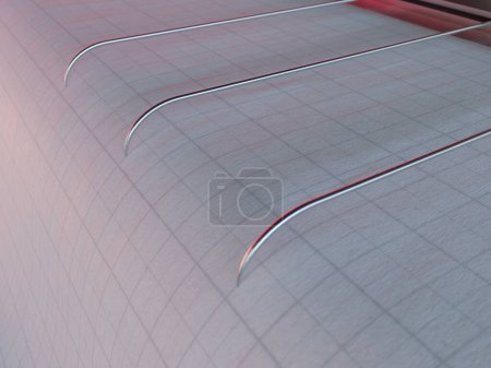 Foto de Un primer plano de las agujas de la máquina sismógrafa en papel gráfico que representa la actividad sísmica y sísmica - 3D render - Imagen libre de derechos