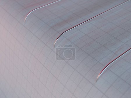 Téléchargez les photos : Un gros plan d'aiguilles de machines sismographiques sur papier graphique représentant l'activité sismique et sismique du séisme - rendu 3D - en image libre de droit