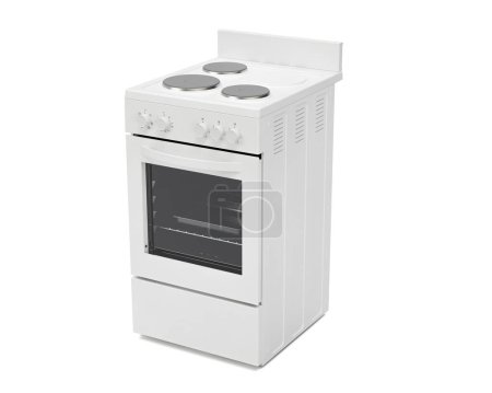 Photo for A white generic unbranded freestanding household stove and oven kitchen appliance unit on an isolated background - 3D render - Royalty Free Image