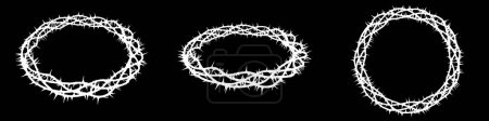 Téléchargez les photos : Silhouettes of branches of thorns woven into a crown shape depicting the crucifixion - 3D render - en image libre de droit