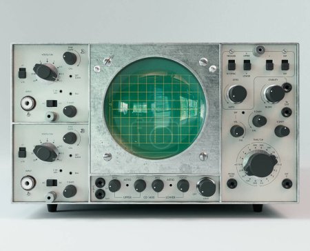 Téléchargez les photos : A vintage classic oscilloscope machine on an isolated background - 3D render - en image libre de droit